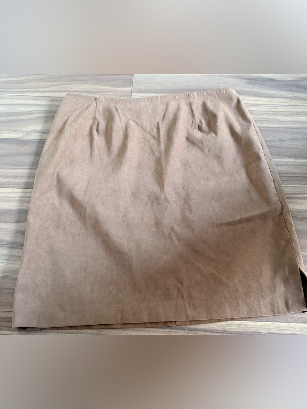 Camel Suede-Look A-Line Skirt